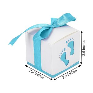Blue Footprint Baby Shower Party Favor Candy Gift Boxes (25 Pcs)