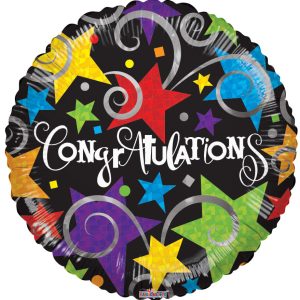 PR Congradulations Black Foil Balloon (18"/ 46 cm)