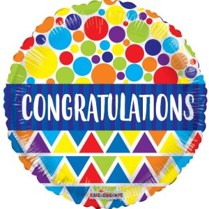 Congradullations Dots & Triangles Foil Balloom (18"/ 46 cm)