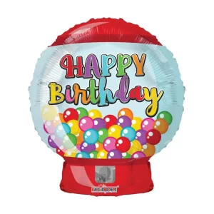 Happy Birthday Bubble Gum Machine Foil Balloon (18"/46 cm)