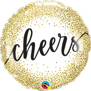 Cheers Gold Glitter Dots Foil Balloon (1 Pc)