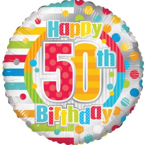 Happy 50th Bithday Strips & Dots (18"/46 cm)