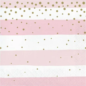 Gold & Pink Dinner Napkins (16 - 2 PLY)