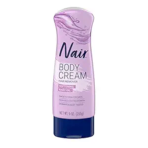 Nair Hair Removal Body Cream with Softening Baby Oil, Leg and Body Hair Remover (9 oz)