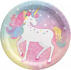 Enchanted Unicorn Round Plates (8 Pcs - 9 inches)