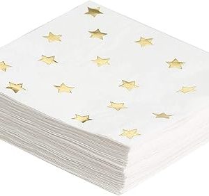 Metallic Gold Stars Paper Napkins ( 16 -  2PLY   )
