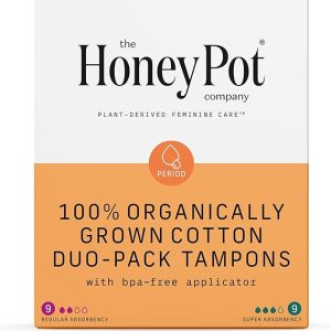 The Honey Pot Dou-Pack Organic Cotton With Bio-Plastic Applicator Tampons (18 ct)