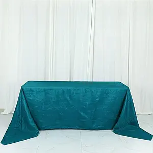Teal Accordiong Crinkle Taffeta Seamless Rectangle Tablecloth