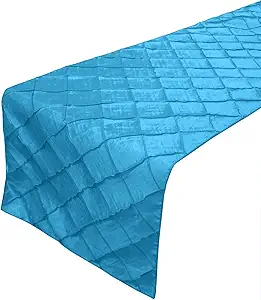 Turquoise Taffeta Pintuck Table Runner