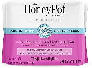The Honey Pot Organic Regular Herbal Menstural (20 ct)