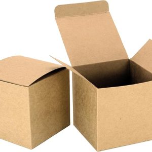 Square Natural Brown Paper Tote Party Favor Gift Boxes ( 25 Pcs)