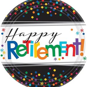 Happy Retirement Paper Plates (8 Pcs - 10.5 inches)
