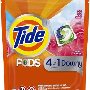 Tide Pods Plus Downy April Fresh, Laundry Detergent Pacs 4 in 1 (25 oz) (26 pacs)