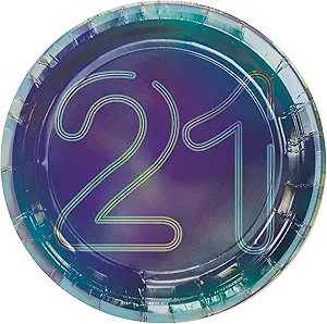 Finally 21 Iridescent 7 inch Party Plates