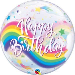 Happy Birthday Rainbow Unicorn Qualatex Bubbles (22 In)