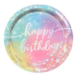 Amscan Luminous Birthday iridescent Paper Plate (8 Pcs)