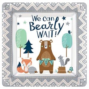 Baby Shower 'We Can Bear-Ly Wait' Extra Large Paper Plates ( 8 Pcs - 10 inches)