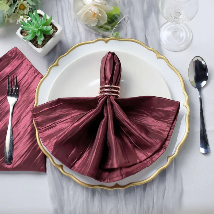 Burgundy-Accordion-Crinkle-Taffeta-Cloth-Dinner-Napkins (1)