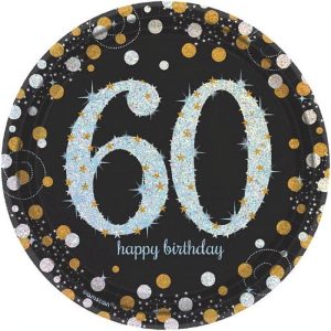 Over the Hill Sparkling celebration 60th Birthday Small Paper Plates (8 Pcs)