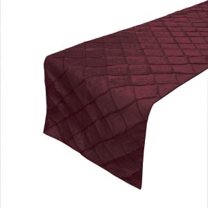 Burgundy Taffeta Pintuck Table Runner