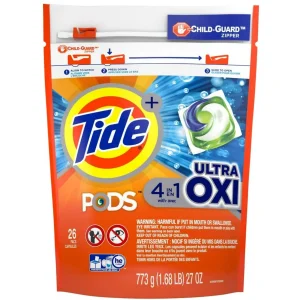 Tide PODS + Ultra Oxi Liquid Detergent Pods 4 in 1 (27 oz) (26 pacs)