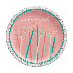 Plato de Carton Make a Wish CONFETTI ( 8 Pcs - 7 inches)