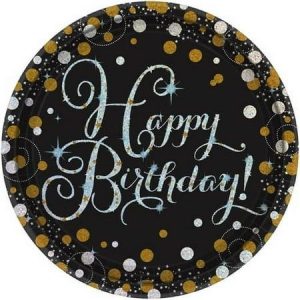 Happy Birthday Sparkling Celebration Small Paper Plates (8 Pcs)