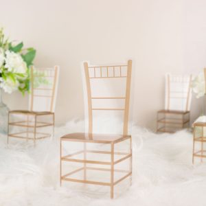 Clear & Gold PVC Chiavari Chair-Shaped Party Favor Candy Gift Boxes ( 25 Pcs )