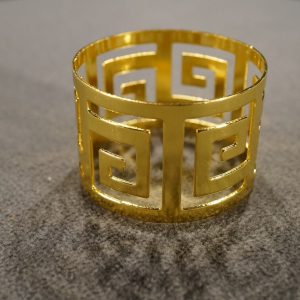 Gold Plated Greek Key Pattern Alumuinum Napkins Rings