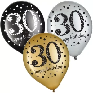 30th Sparkling Celebration Latex balloons 12 Inches (15 Pcs)