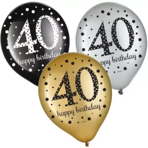 40th Sparkling Celebration Latex balloons 12 Inches (15 Pcs)