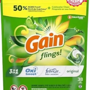 Gain Flings! Liquid Laundry Detergent Pacs, Original Scent (3 in 1) (38 ct.)