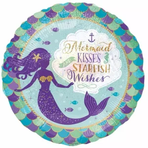 Mermaid Kisses Starfish Wishes Foil Balloon (18"/46 cm)