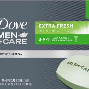 Dove Men+Care Body and Face Bar Soap, Extra Fresh, 3.75 oz.